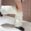 Damskie Zimowe Gładkie Futrzane Ocieplacze na Nogi Skarpety Harajuku Gotyckie Legginsy Mankiety do Butów