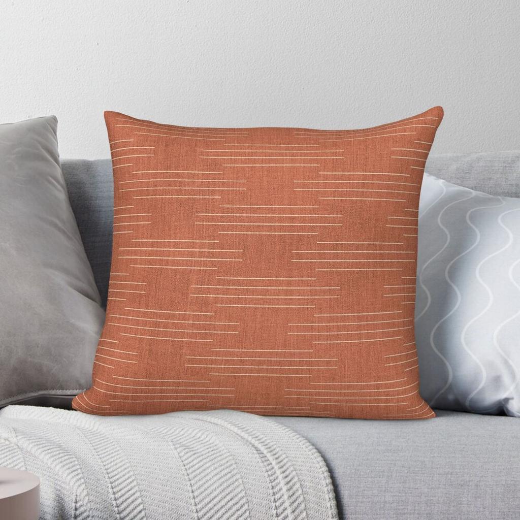 Minimalist Boho Line Terracotta Pillowcase Polyester Linen Velvet Creative Zip Decor Home Cushion Cover