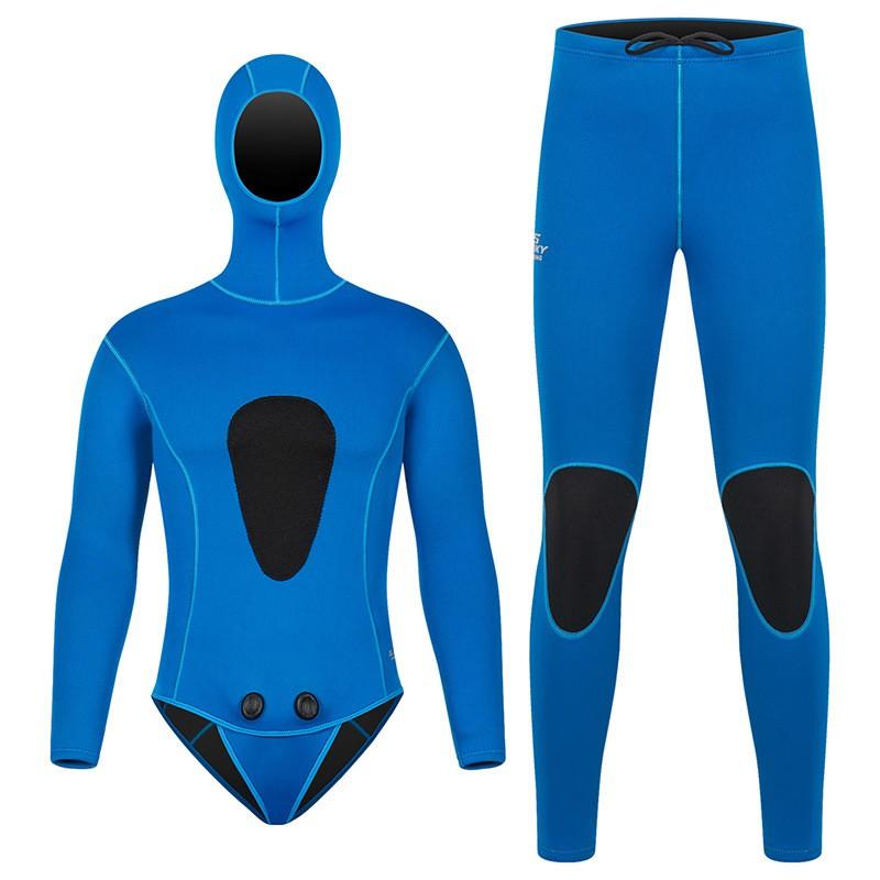3mm Neoprene Wetsuit Set Freediving Snorkeling Surfing Winter Swimming Mens Hooded Thermal Dive Suit Small