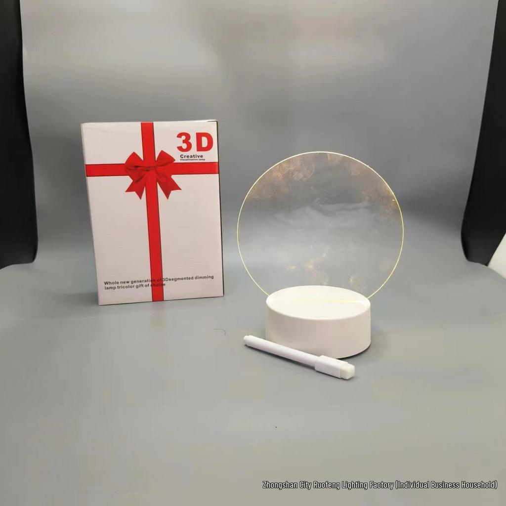 3D Night Light with Solid Wood Base - Erasable Luminous Acrylic Message Board