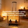 Rattan Woven Cat Ear Rolling Cat Carrier Breathable Escape-Proof Portable Large Capacity Pet Outdoor Travel Trolley for Cats New