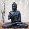 Resin Meditating Sitting Buddha, Lord Gautam Buddha Statue, Black Color