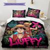 One Piece Art Pattern Bedding Quilt Set Quilt Cover Pillowcase Home Birthday Gift(1 * Duvet Cover + 2 * Pillowcase, Without Core)