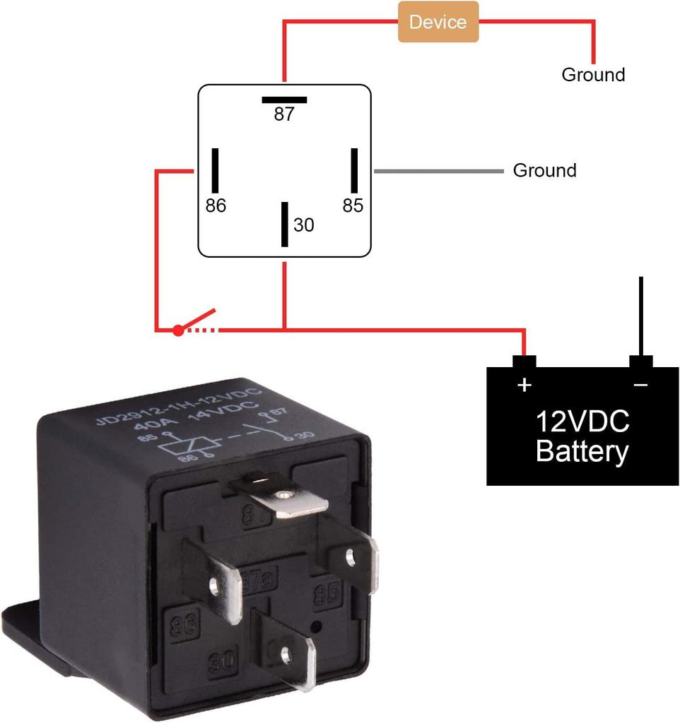 Car Relay 4 Pin 12V 40A SPST Model No.: JD2912-1H-12VDC