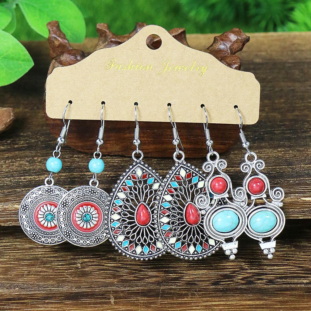 Women's Boho Colorful Earrings Combination Set Tassel/Shell/Turquoise Design Geometric Shape Big Water-drop Party Decors Gifts