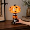 USB Powered Halloween Lamp Night Light, Stained Glass Lamp, Retro Gothic Glowing Low Energy with Warm Amber Purple, Tabletop Decor for