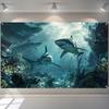 1pc Oceanic Sharks Underwater Banner, Party, Graduation Ceremony, Wedding Photography Background No Electricity Required