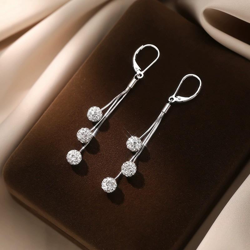 

Classic Crystal Ball Tassel Earrings for Women Wholesale Jewelry Gifts Korean Earrings