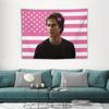 Ian S-Somerhalder Pink Bow American Flag Tapestry Aesthetic Wall Hanging for College Dorm Bedroom Room Decor Funny Fan Gift
