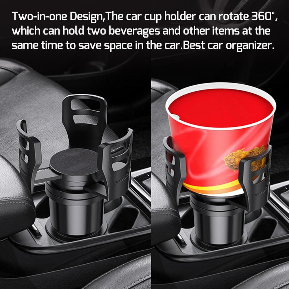 4In1 Adjustable Car Cup Bottle Holder Multifunctional Auto Stand Organizer Black