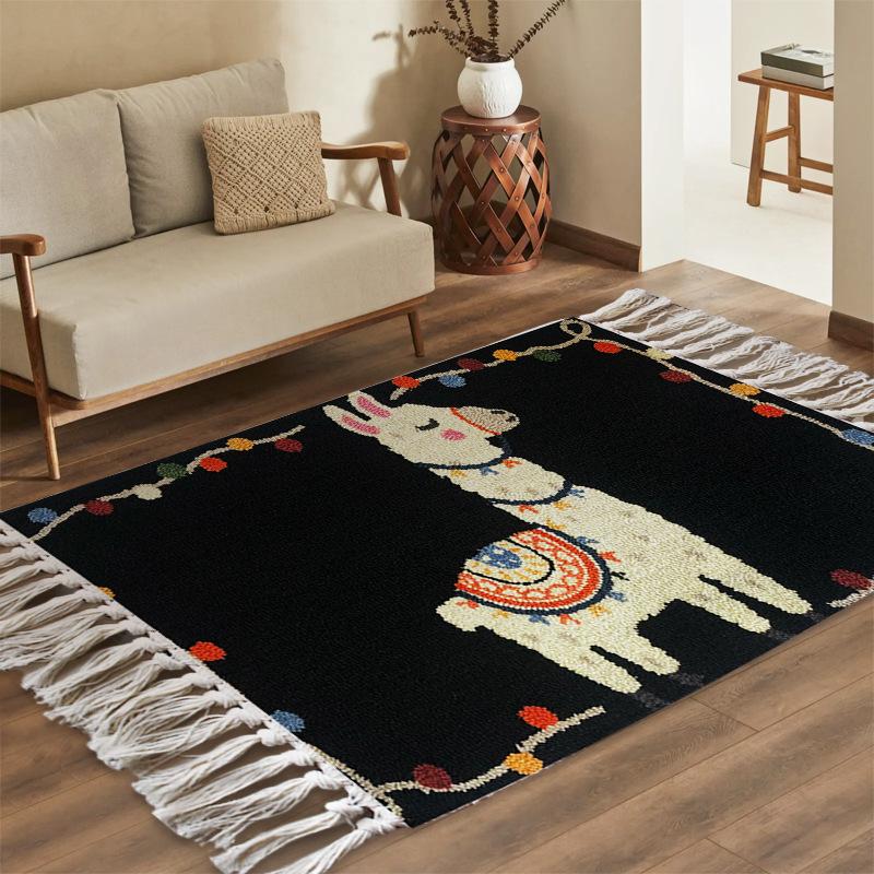 Retro Persian Cotton Linen Rugs with Tassels for Living Room Bedroom Carpet Floor Mats Bedside Area Rugs Entramce Doormats