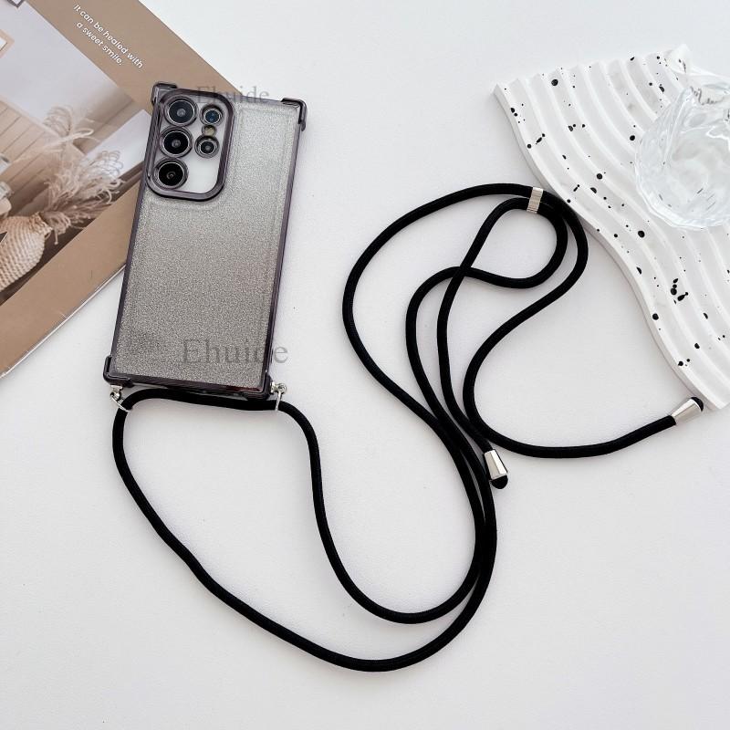 Crossbody Strap Lanyard Silicone Phone Case For Samsung Galaxy S26 S25 S24 Ultra S23 FE A16 A55 Candy Color Soft TPU Back Cover