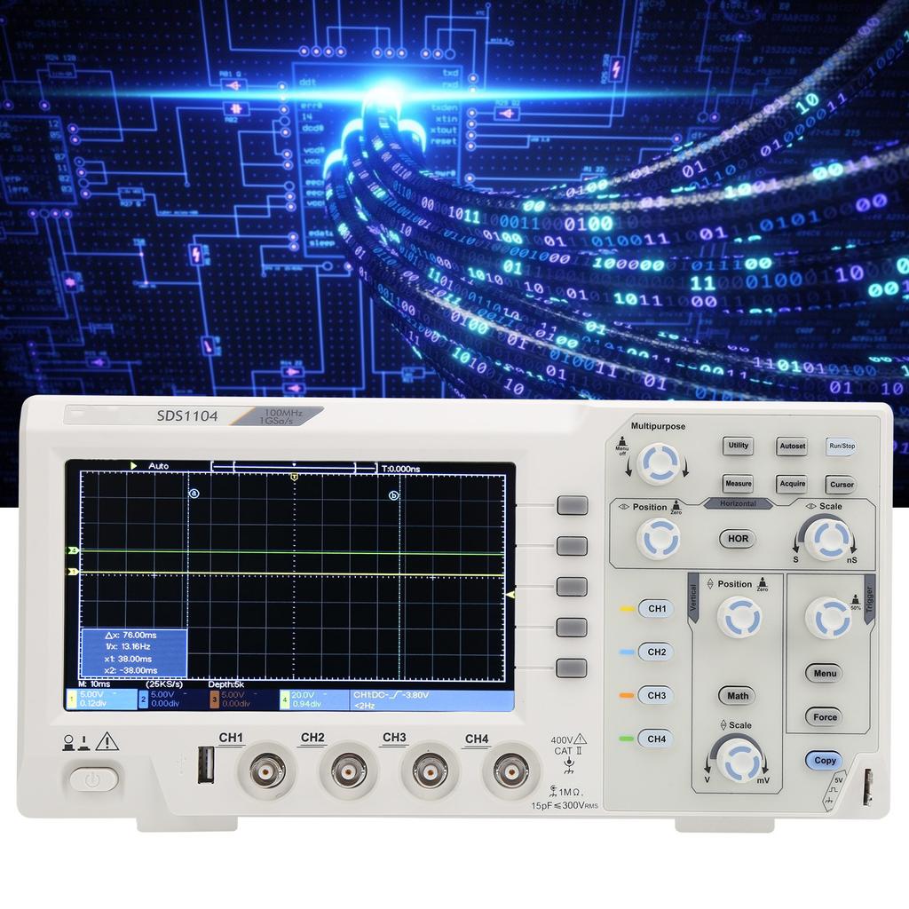 SDS1104 4 Channel Oscilloscope with 7in LCD Display 100MHZ Bandwidth 1GS S Sampling RateAU 110‑220V