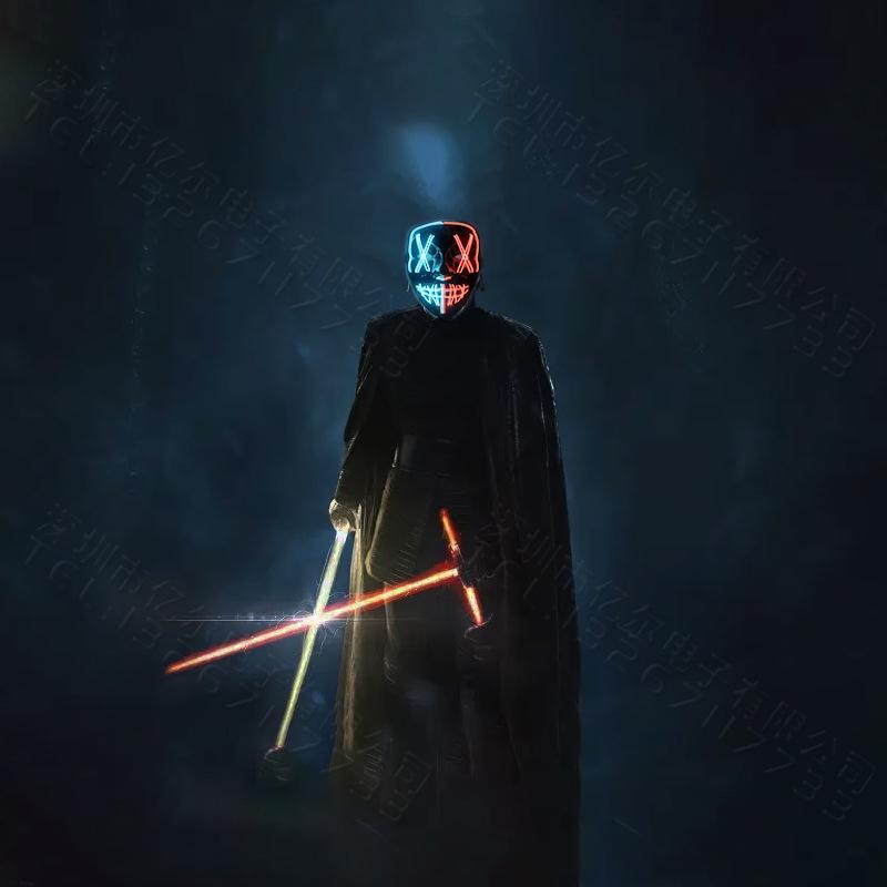 EL Cold Light LED Halloween Mask - Luminous Black V Mask for Shuffle Dance