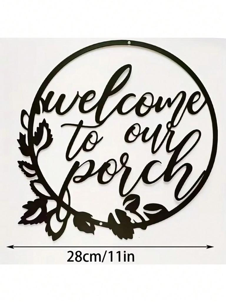 Vintage "Welcome To Our Porch" Metal Sign Farmhouse Wall Decor for Patio Garden