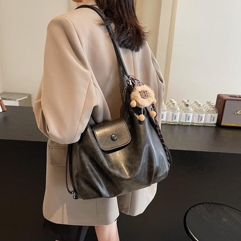 Modern Pu Dualhandle Backpack With Splicing Design For Work And Leisure Use