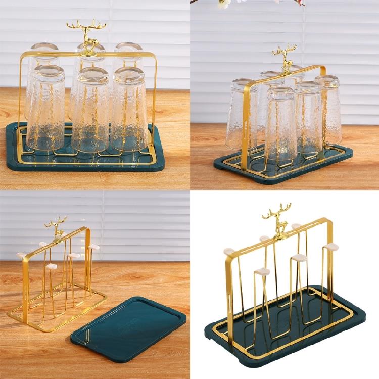 Innovative Glass Cup Drying Rack with Water Catching Feature Home Accessory for Clean and Dry Countertops Storage