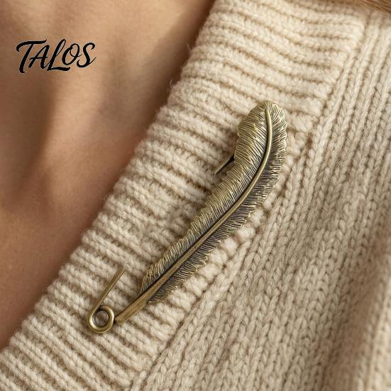 Coats Decorative Pin Vintage Bronze Safety Pin, Large Feather Bird Leaf Flower Lapel Elegant Men Women Brooch for Coats, Jackets, Hats, Bags Design
