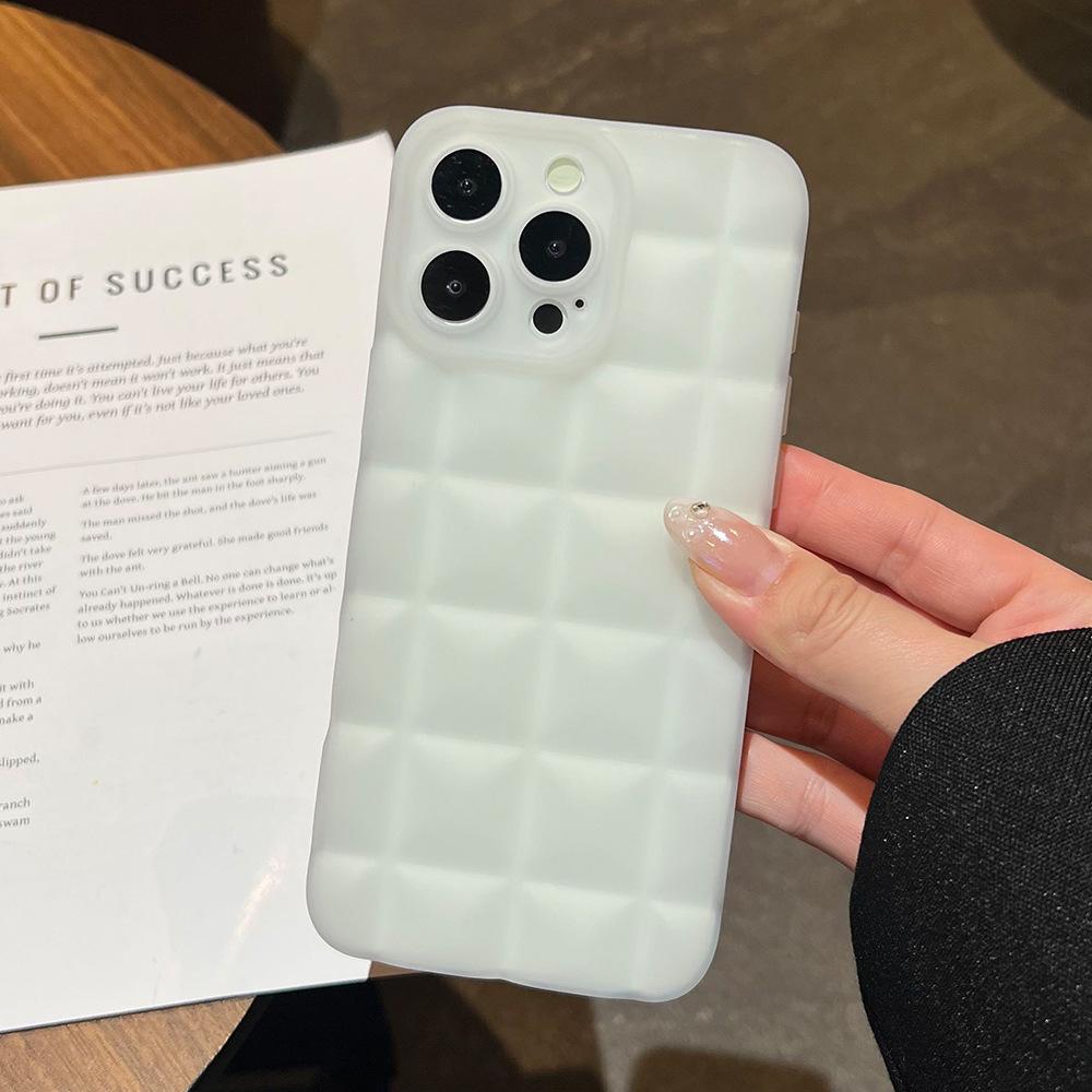 Solid Color Three-dimensional Grid Is Suitable for Apple 17 Anti-drop Mobile Phone Case iPhone16PROMAX Lens All-inclusive Protective Case.