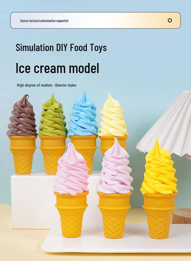 Simulation Ice Cream Cone Prop: Crispy Sweet Cone Model for Night Market Stall or Dessert Decor