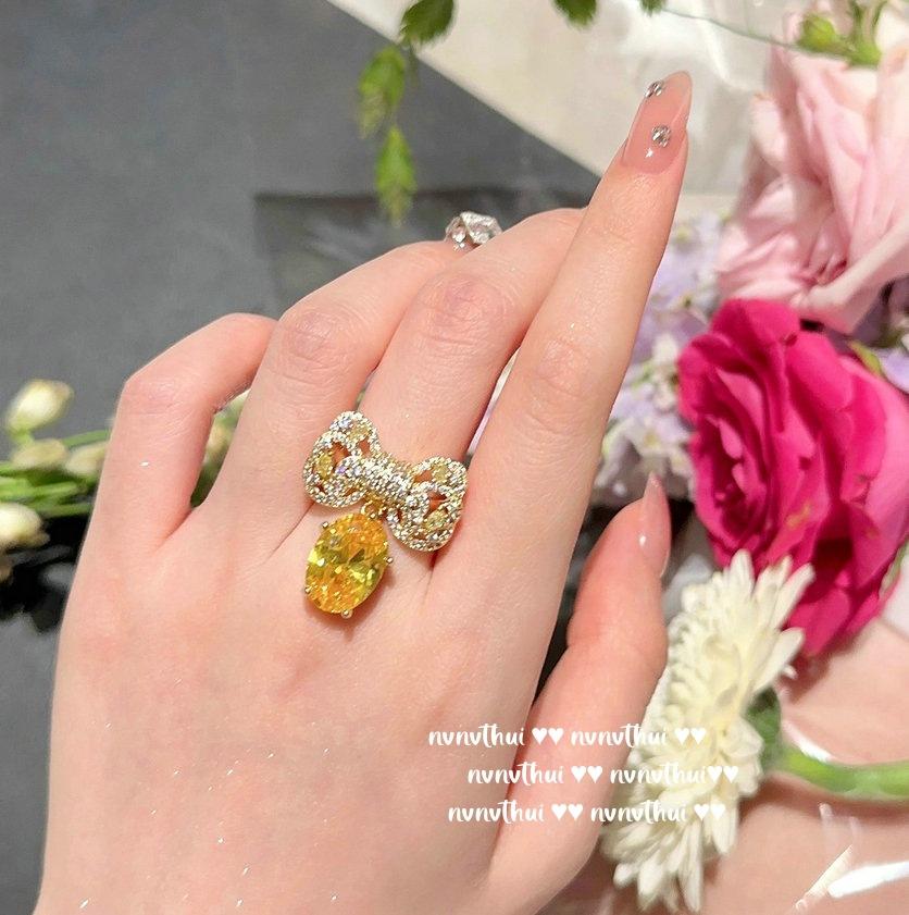 Canary Tourmaline Gemstone Bow Necklace, Frost Flower Butterfly, 18K Gold Plated, Twilight Yellow Zircon Butterfly Earrings