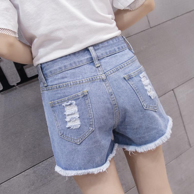 Vintage Blue Wide leg Denim Shorts for Women Summer Casual Sexy High Waist Ripped Jeans Shorts Female Solid Loose Plus Size Lady Shorts 24206