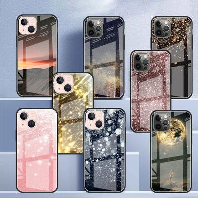 Glass Case For Apple iPhone 14 13 11 12 Pro 7 XR X XS Max 8 6 6s Plus SE 2022 13Pro Tempered Phone Tampa Shiny Pink