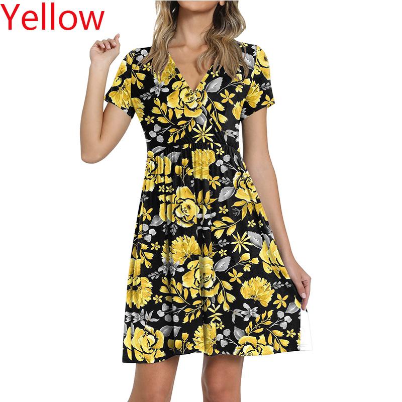 Mujeres Verano Suelto Boho Vintage Ruffles Estampado Vestido Casual Suelto  Manga Corta Bolsillos V Cuello Vestidos Cómodos Vestido de Playa Vestido de  Sol comprar a buen precio — entrega gratuita, reseñas reales