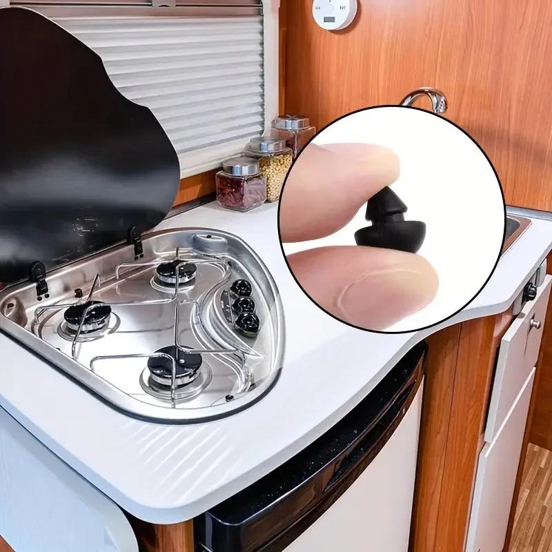 10 stk Sorte Gummistøddæmpere Til Campingvogn Camper - 4,5 Mm Varmebestandige Afstandsstykker, Skridsikre Låg-Løftere For At Forhindre Ridser & Spild
