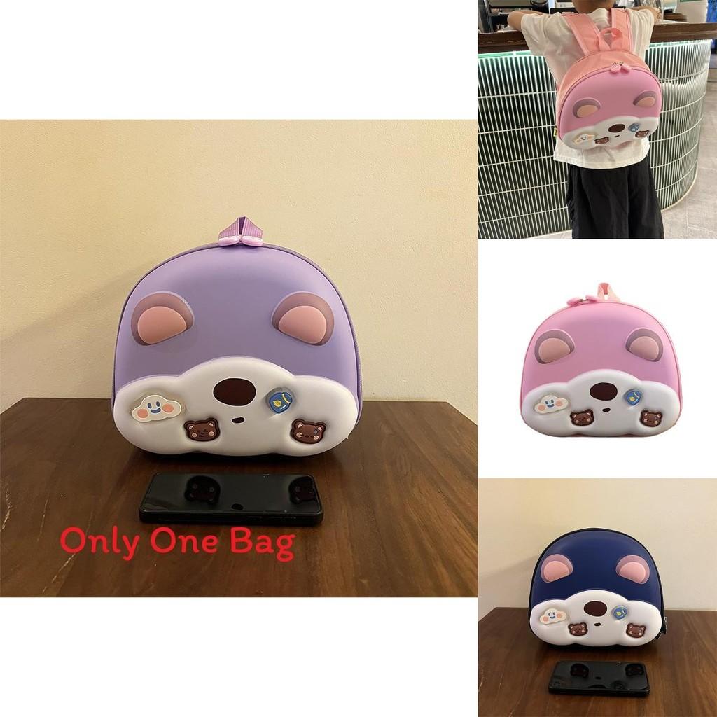 Bear Animal Oxford Backpack For Preschool Kids With Curved Shoulder Straps For School Use
