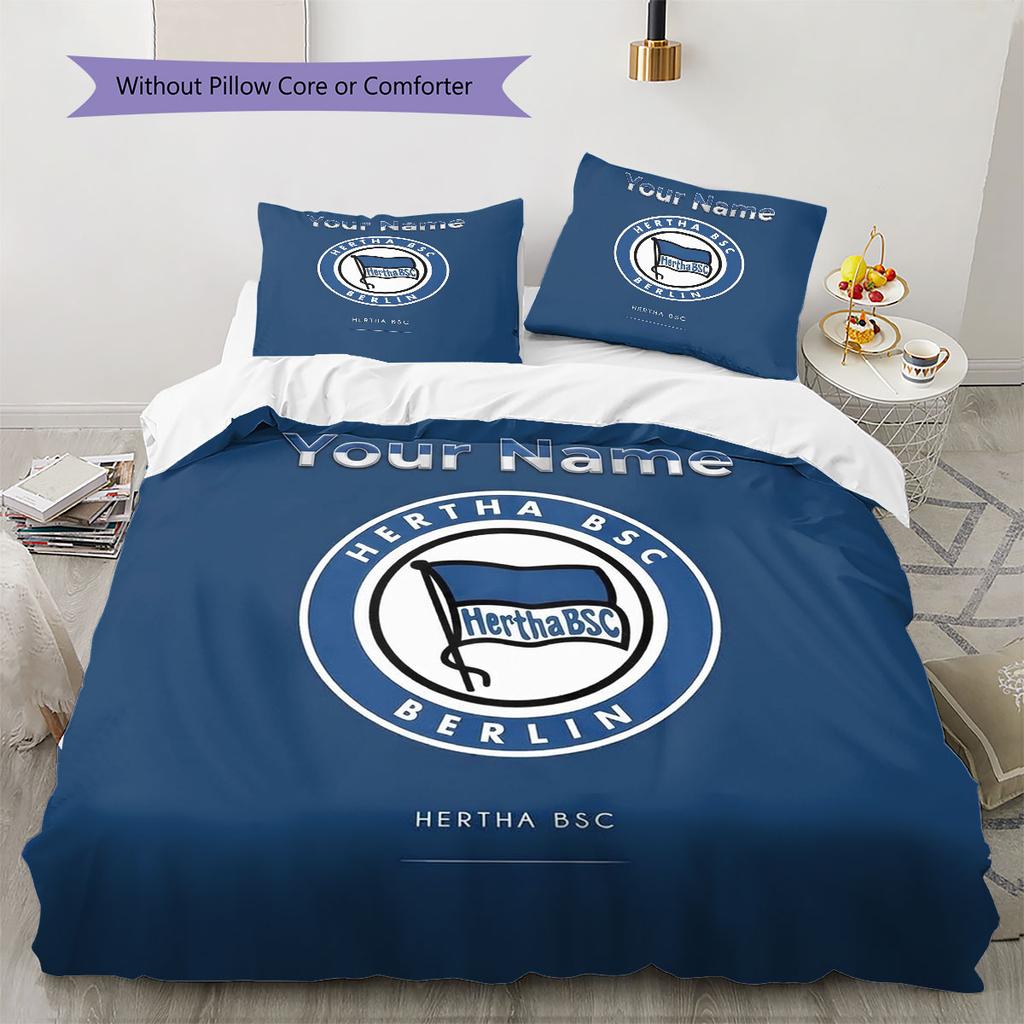Hertha BSC Custom Name Pattern Bedding,Quilt Set Quilt Cover Pillowcase Home Birthday Gift(1 * Duvet Cover + 2 * Pillowcase, Without Core)