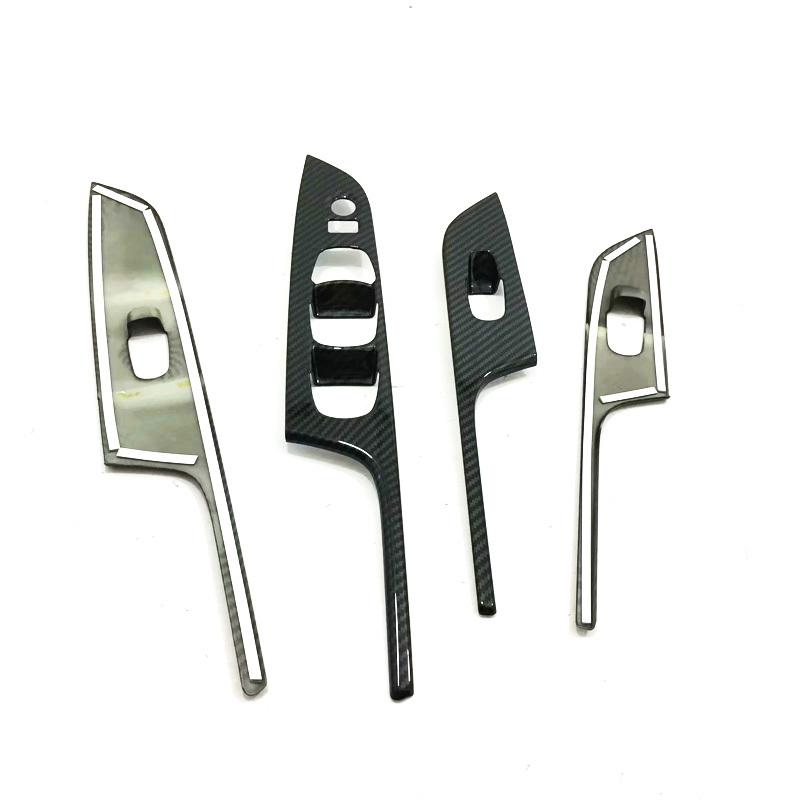 For nissan navara NP300 2015- Pickup Chrome Silver Power window switch Window lifter trim Carbon fiber Interior Door sticker