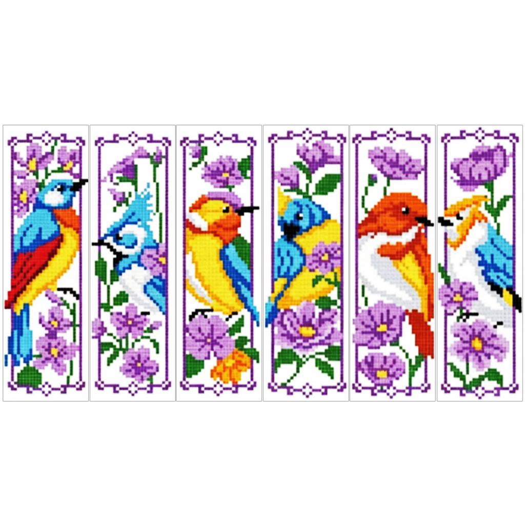 14CT 2 Strands DIY Stitch Kits Reading Companion 6PCS Single-Sided Handmade Thread Embroidery Craft 7.87 X 11.81in