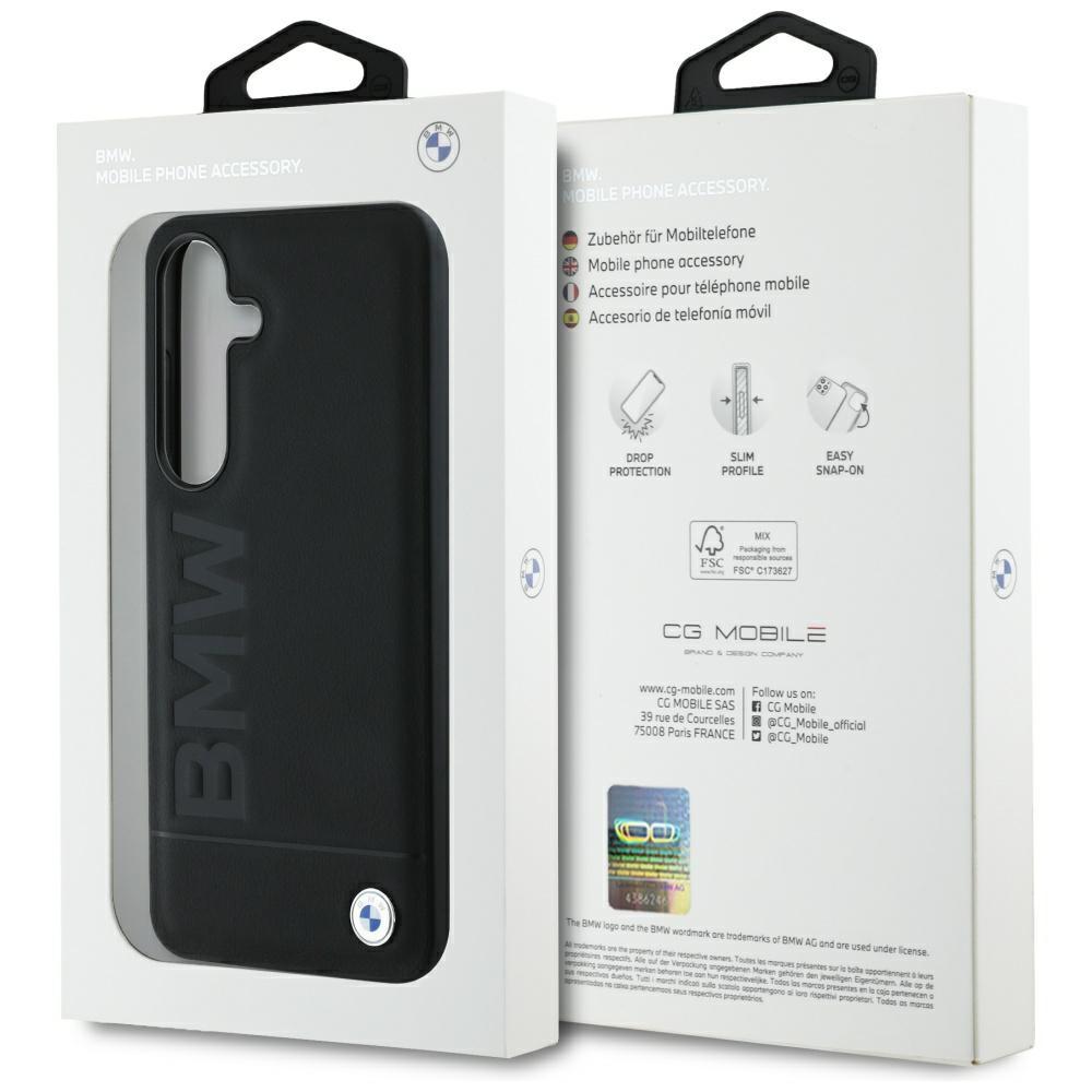 Etui Bmw Leather Big Wordmark Do Samsung Galaxy S25 Czarny