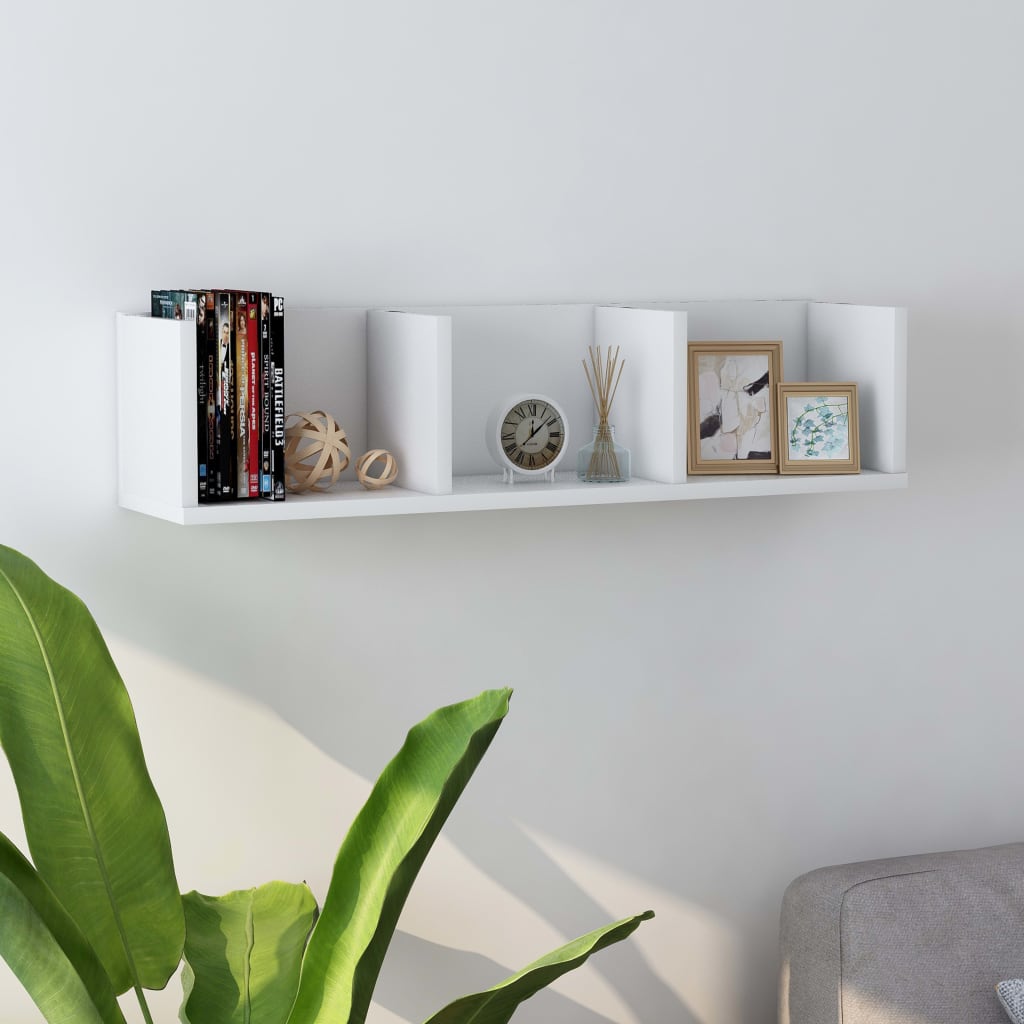 CD Wall Shelf White 75 x 18 x 18 cm Particleboard
