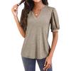 Women's Summer Casual Tops Color V-neck Puff Sleeves Five-quarter Sleeves T-shirt