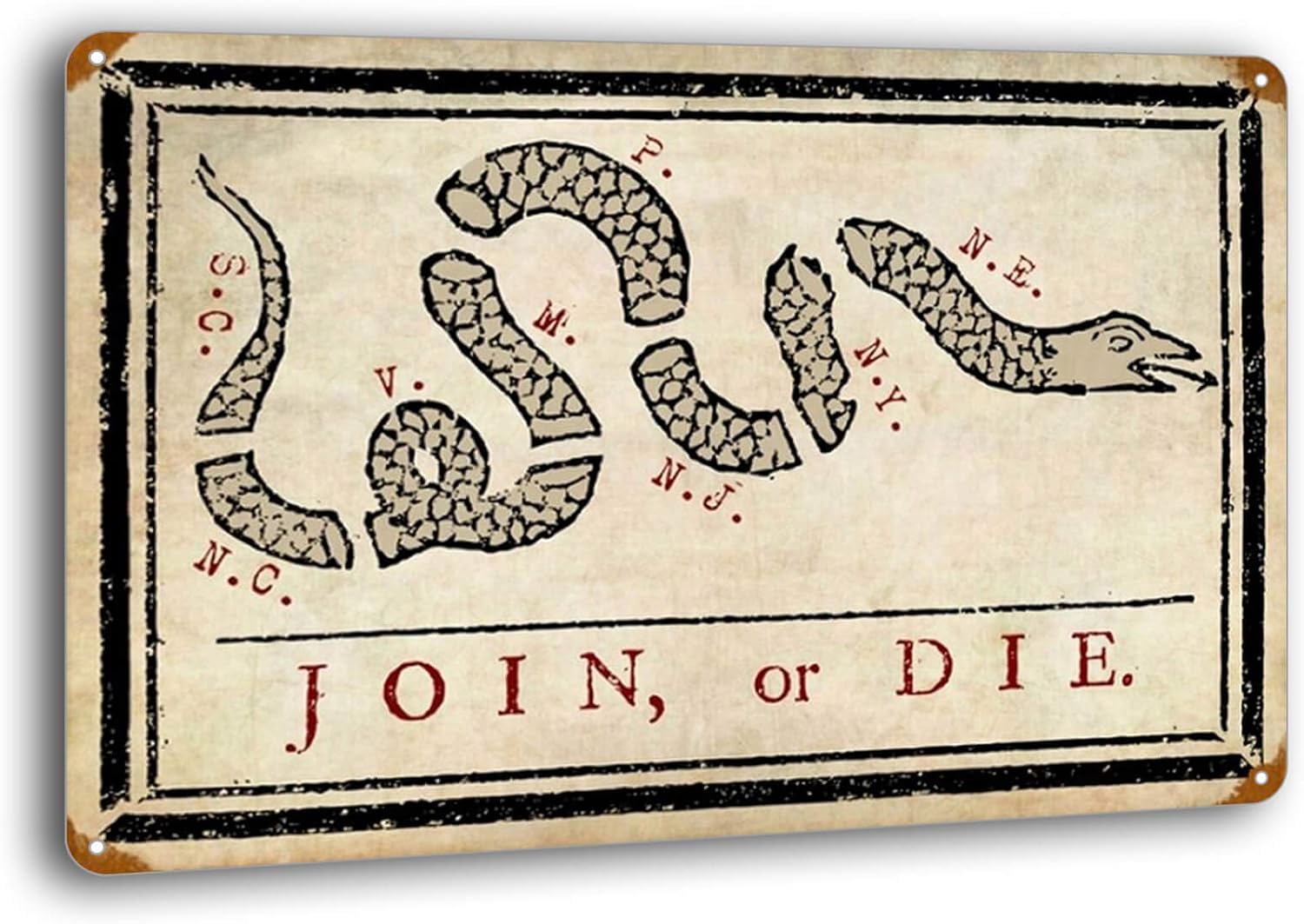 

Metal Tin Signs Retro Join or Die Decorative Wall Sign Home Decor Poster for House Farmhouse Kitchen Garage 20x30cm（7.8x11.8inch）