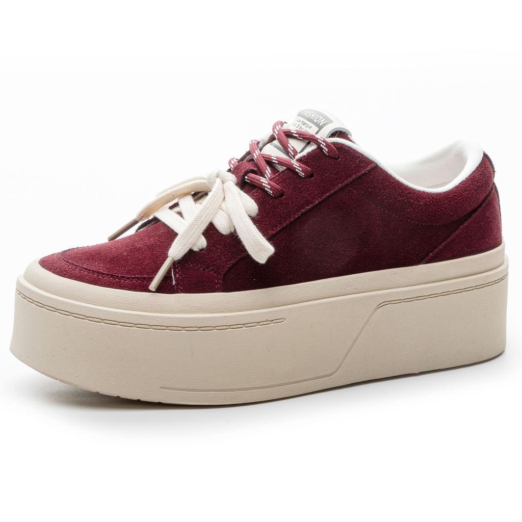 Customized Golden Chestnut Milk Tea Trend Thick Sole 25 Years Spring New Board Shoes Women's Heightening Pair of Shoelaces Casual Shoes Women's Shoes