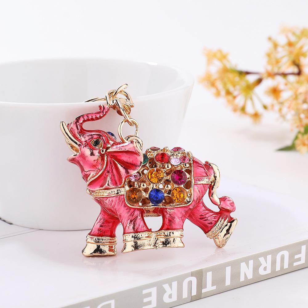 Thai Drip Oil Diamond War Elephant, Creative 3D, Elephant Car Keychain, Pendant, Small Gift