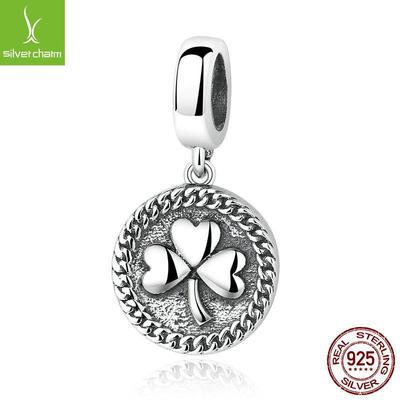 Yinziyun S925 Sterling Silver Clover Pendant Charm Beads SCC039