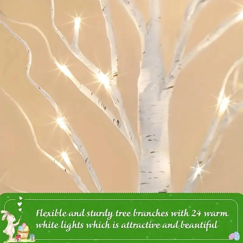 4PC 60CM Birch Tree Lights with Adjustable Branches, Battery Powered LED Tree Lamp for Christmas, Party, Bedroom & Outdoor Decor