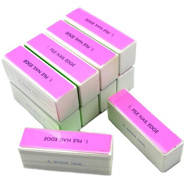 Lot de 10 Bloc Block à Lime Polissoir 4 Côtés Nail Art Manucure