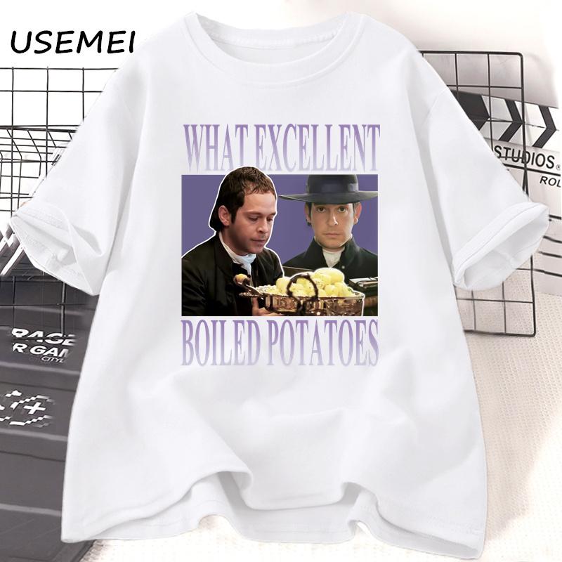

Pride and Prejudice Graphic T Shirts What Exellent Boiled Potatoes Funny Meme T-shirt Men Cotton T Shirt Clothing L белый