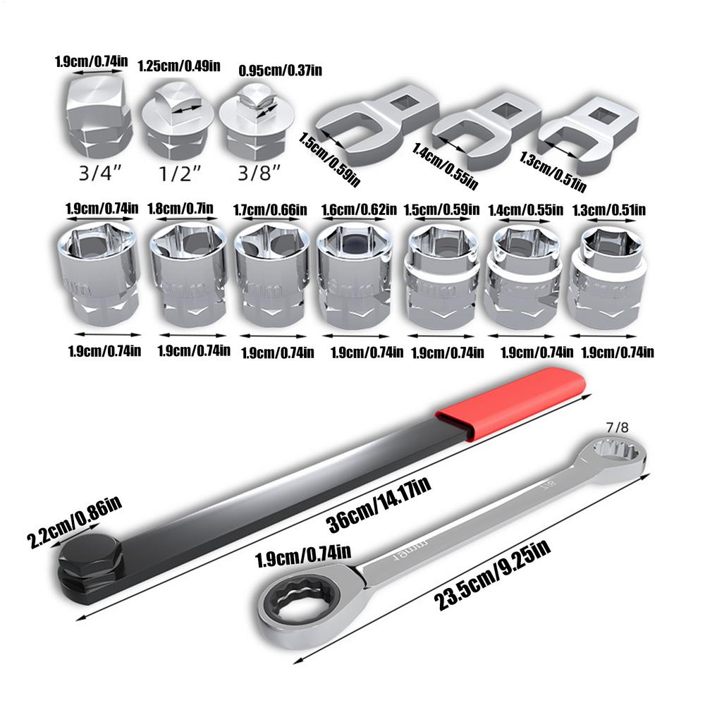 15pcs Serpentine Belt Tension Setting Alignment Wrench Tool Kit DIY Auto repair Maintenance Tools Car Idler Pulley Wrench