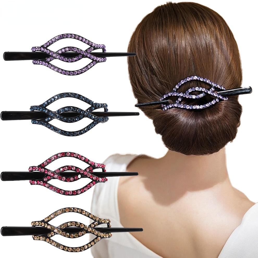 1Pc New Hair Sticks Rhinestone Hair Pins Vintage Hair Clips Barrettes Bun Holder Women Fashion Hair Accessories Hair Jewelry