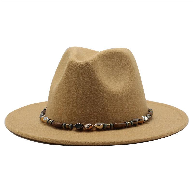 Wish Woolen Beaded Top Hat 60Cm Head Circumference Flat Eaves Big Eaves Jazz Hat