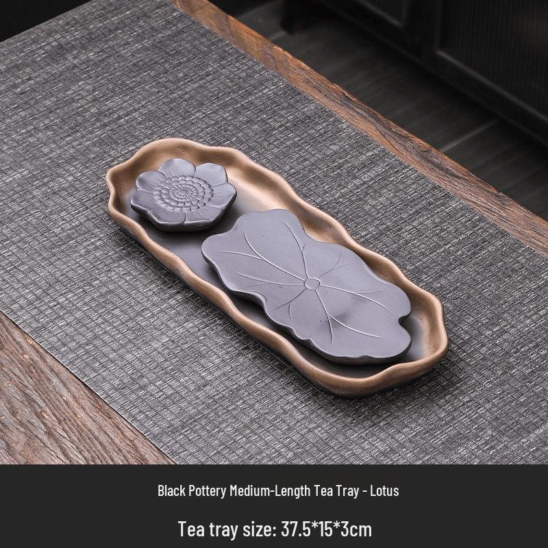 Chaxun Black Pottery Lotus Tea Tray