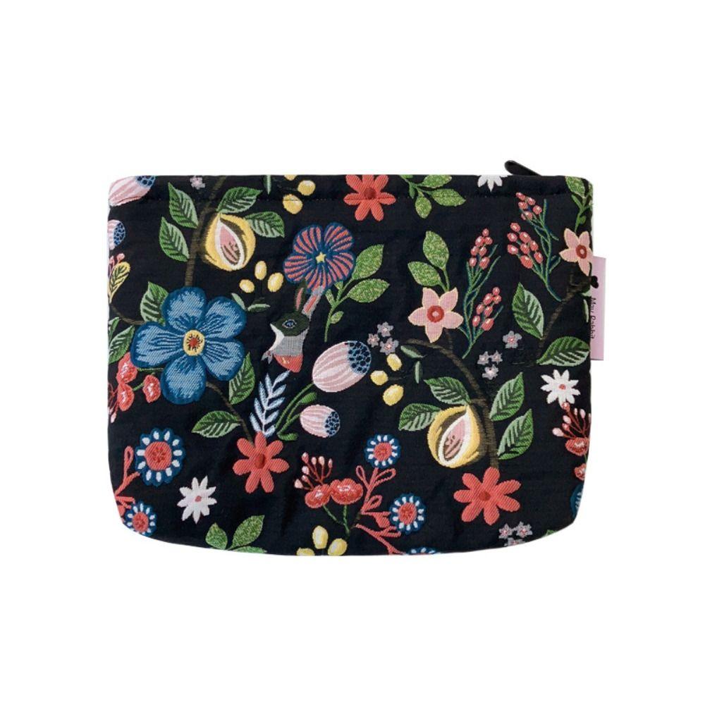 Korean Style Embroidered Cosmetic Bag Large Capacity Clutch Makeup Bag Jacquard Storage Bag Girls