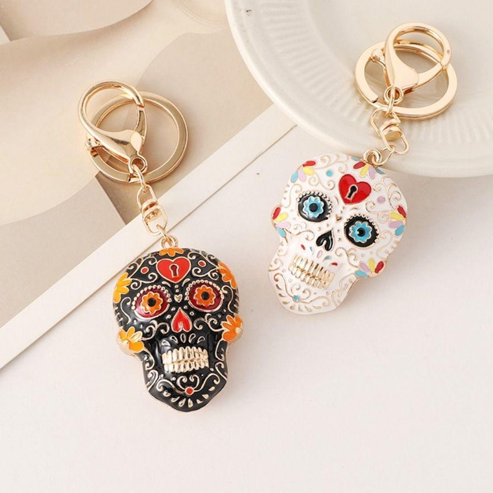 

with Buckle Skull Keychains Goth Style Skull Key Chain Pedant Creative Skeleton Keyring Car червоний