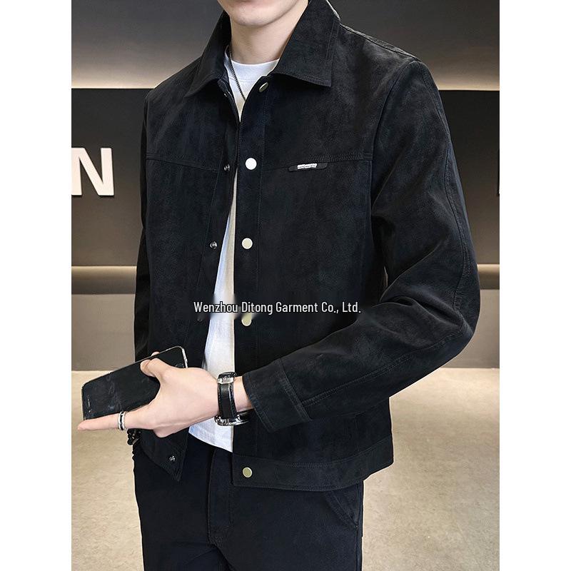 Men's 2026 Autumn/Winter Suede Lapel Jacket - High-End Trendy Plush Coat